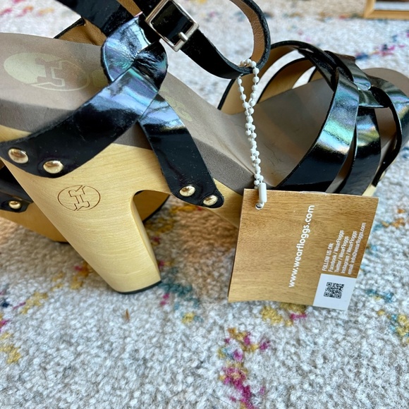 FLOGG Rainbow Platform Sandal in Black Patent Size 8 - NIB - Picture 6 of 15